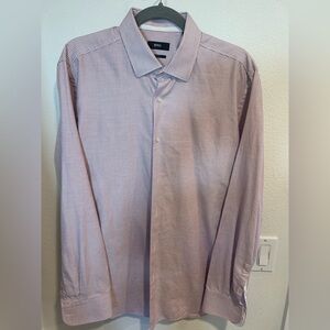 Boss Men's Red & White Striped Dress Shirt